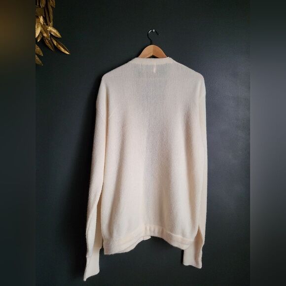 Vintage Woolen Mills Cream Grandpa Cardigan Button V Sz Tall XL USA Unisex - Picture 9 of 14